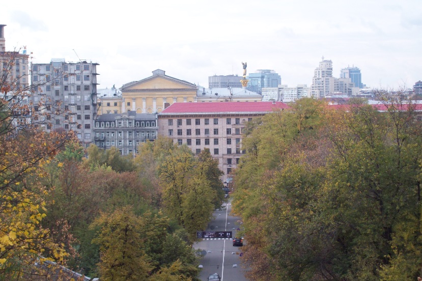 Вид с первого моста Патона на центр города
Мариинский парк, Киев, 25.10.2015
