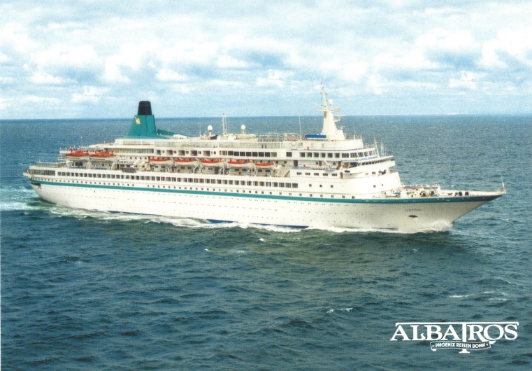 Круизный лайнер "Albatros" (бывш. назв. судна - "Royal Viking Sea")
Фирменная открытка круизной компании "Phoenix Reisen".
2004 год выпуска
Ключевые слова: MS, Royal Viking Sea, Albatros