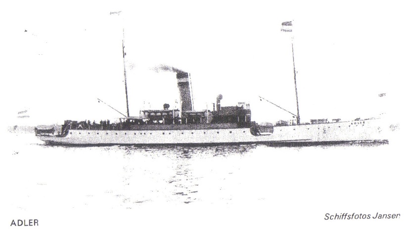 Пароход "Adler" (будущ. "Aegna"), фото 1912-1935 гг  
Фотоархив Янзена, Гамбург. ?з книги E.A.Wilson "Soviet Passenger Ships 1917 - 1977". Автор фотографии неизвестен
Ключевые слова: Пароход, SS, "Adler", "Seeadler", "Aegna", "Аэгна", 1904, 1940, 1941