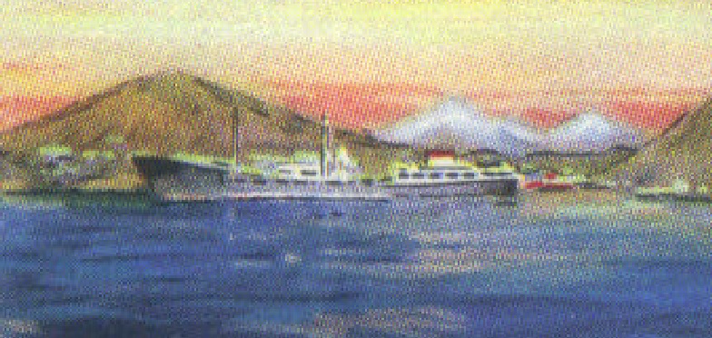Пароход "Балхаш" (1913 г. постр.)
Петропавловск-Камчатский. Внешний рейд
Фрагмент почтовой марки СССР, 1966 года выпуска. Художник Л. Шаров 
Ключевые слова: Пароход Балхаш, пароход, Балхаш, Manoa, SS, Balhash, 1913