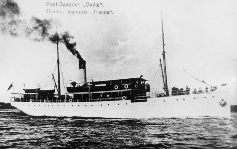Почтовый пароход «Озилия»
Открытка

Ключевые слова: Пароход, SS, 1911, "Оsilia", "Zhelyabov", "Озилия", "Внешняя Брандвахта", "Желябов"